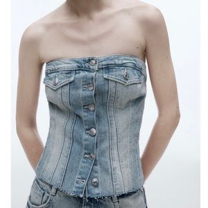 Zara DENIM CORSET TOP (Plus Sz Friendly)